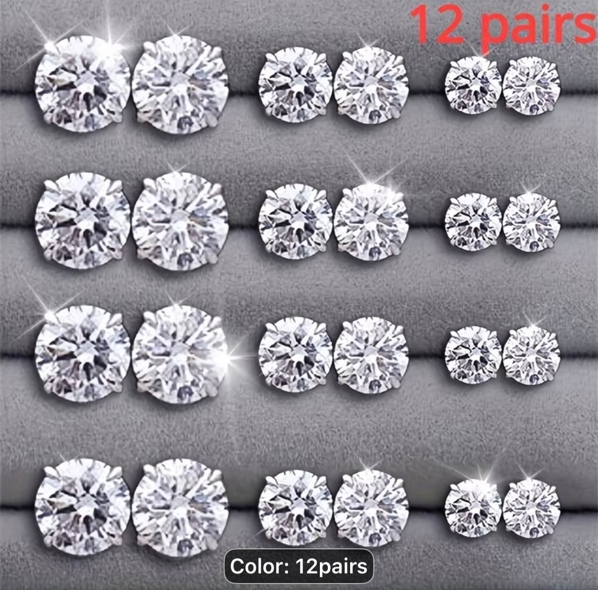 12 pairs moissanite earrings￼